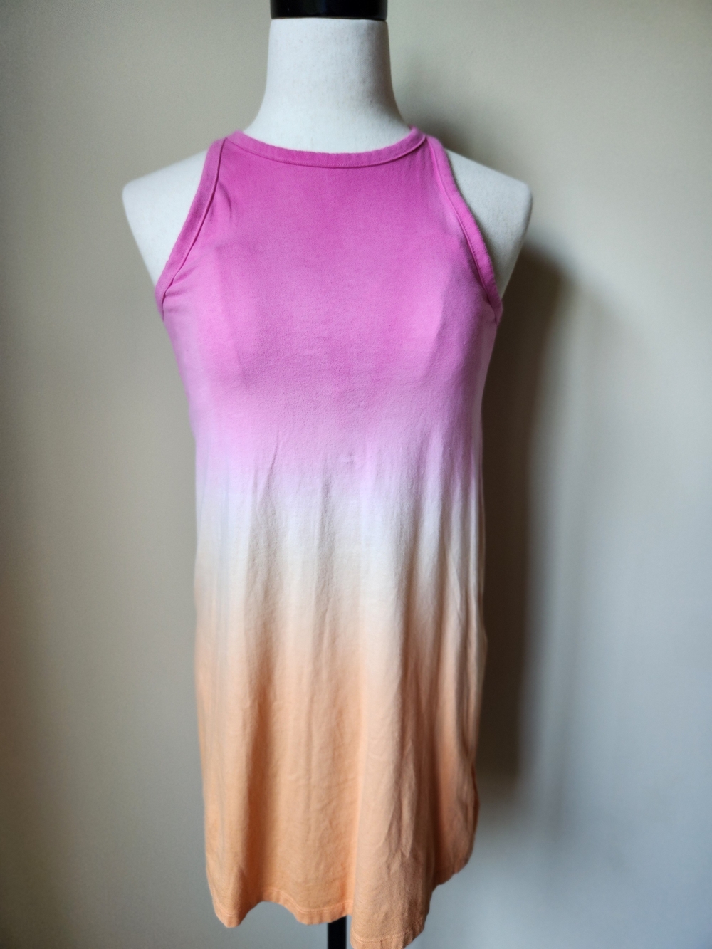 GAP Tie Dye Ombre Tank Dress SizeXS Pink Orange Sunset Sleeveless Mini Shift Top